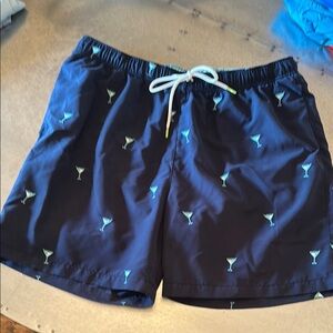 Tommy Bahama swim trunks with Cocktail Print, L, blue